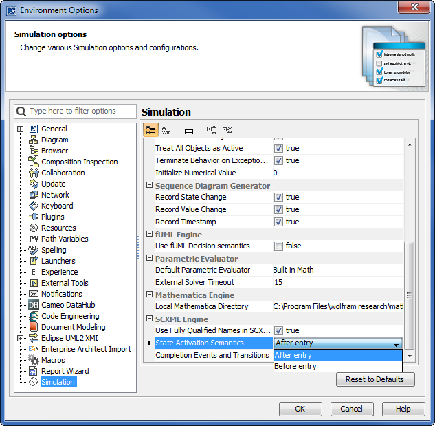 State Activation Semantics Options