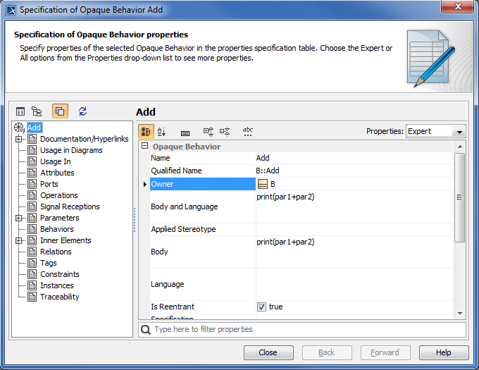 Selecting Opaque Behavior Add as the Operation Method