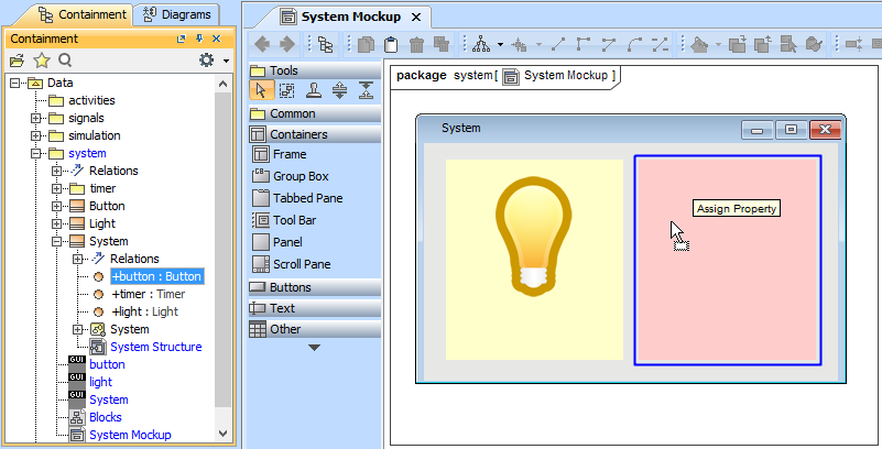 The UI Panel Representing the Button PropertyAs Part of Class System