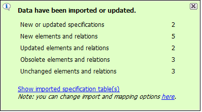 Notification window about updated requirements