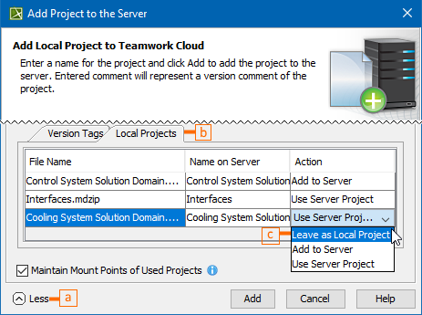 MagicDraw 2022x Refresh2 > Adding projects to Teamwork Cloud > adding_project_to_server.png
