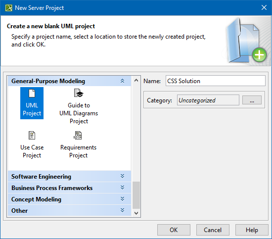 MagicDraw 2022x Refresh2 > Adding projects to Teamwork Cloud > new_server_project.png
