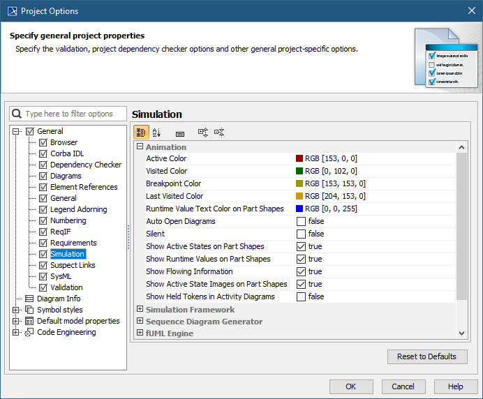 Cameo Simulation Toolkit 2022x Refresh2 > Displaying simulation information > project_options.png