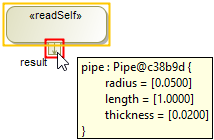 Cameo Simulation Toolkit 2022x Refresh2 > Creating runtime objects from Instance Specifications > TooltipRepresent_element.png (A Representation of Element being Activated in Tooltip) A Representation of Element being Activated in Tooltip