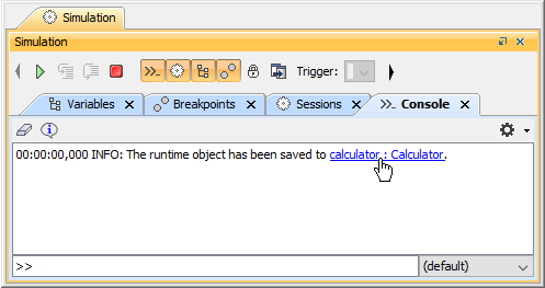 Cameo Simulation Toolkit 2022x Refresh2 > Exporting runtime objects to InstanceSpecifications > 110150_2016-06-28+12_07_54-Greenshot.png (Successful Export Notification and Hyperlink) Successful Export Notification and Hyperlink