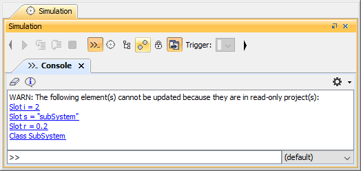 Cameo Simulation Toolkit 2022x Refresh2 > Updating default values > 110174_SaveToDafaultWarning.png (A Warning Message) A Warning Message