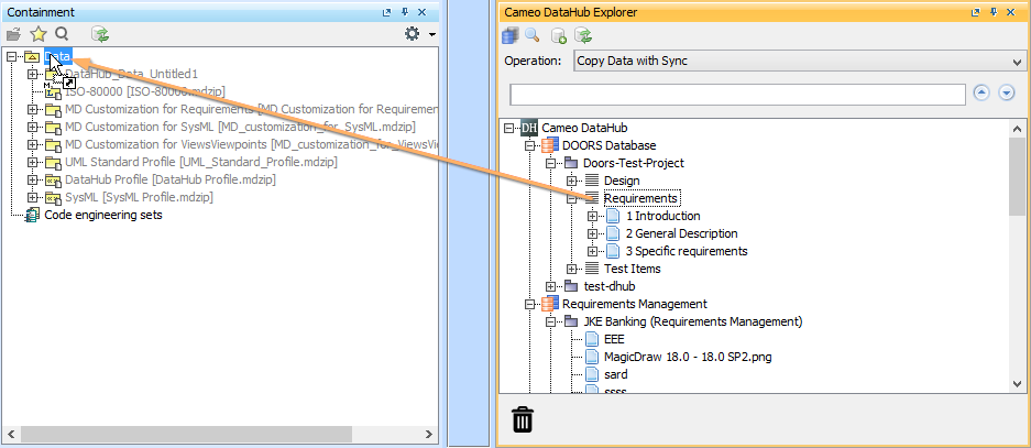 Drag and drop a source node to target in Copy Data with Sync operation mode