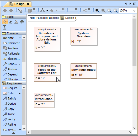 Dragging a Node to the MagicDraw Diagram Pane