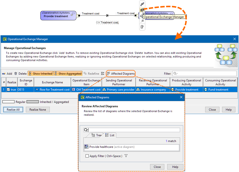 Operational Exchange Manager dialog