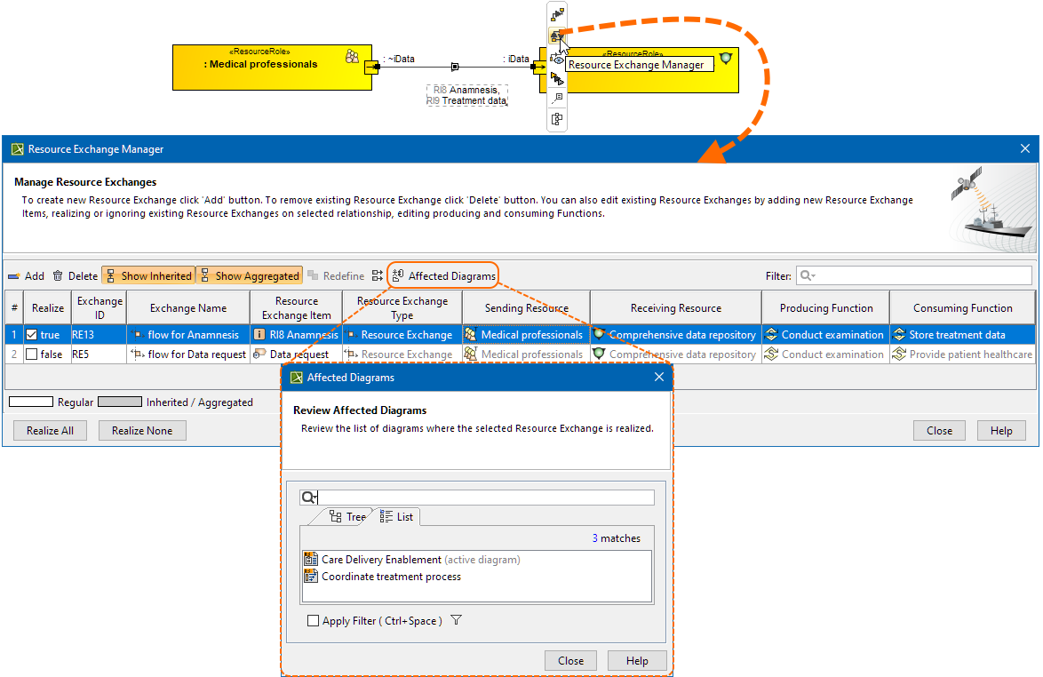 Resource Exchange Manager dialog