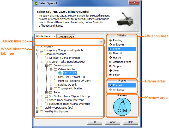 Select Symbol dialog