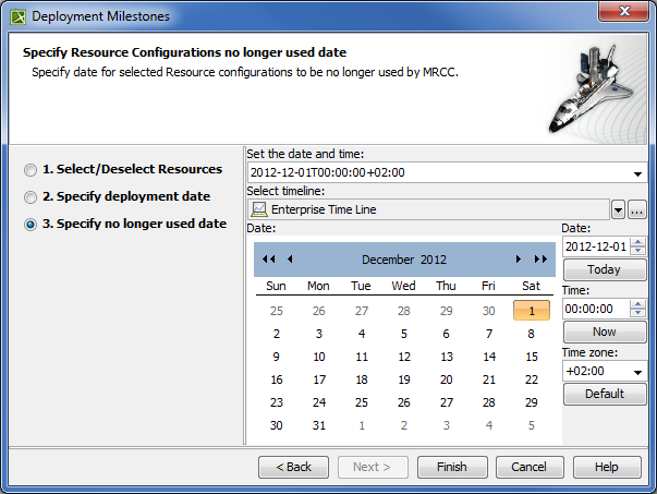 Specifying no longer used date in Deployment Milestones wizard