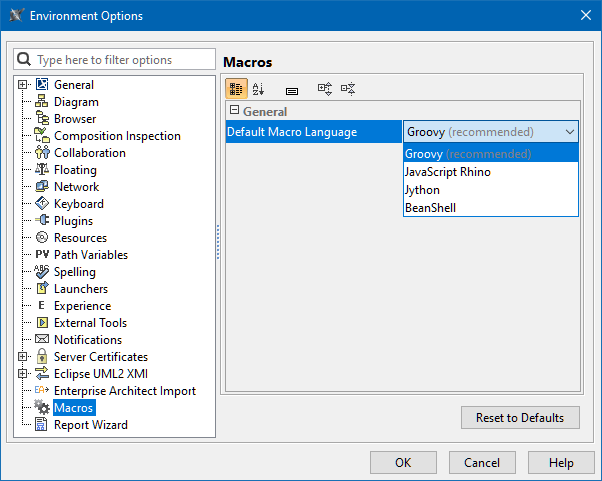 Selecting Macro Language