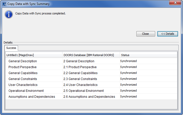 The Export Summary Dialog