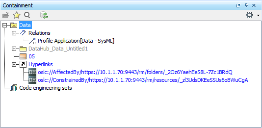 OSLC hyperlinks in MagicDraw containment area