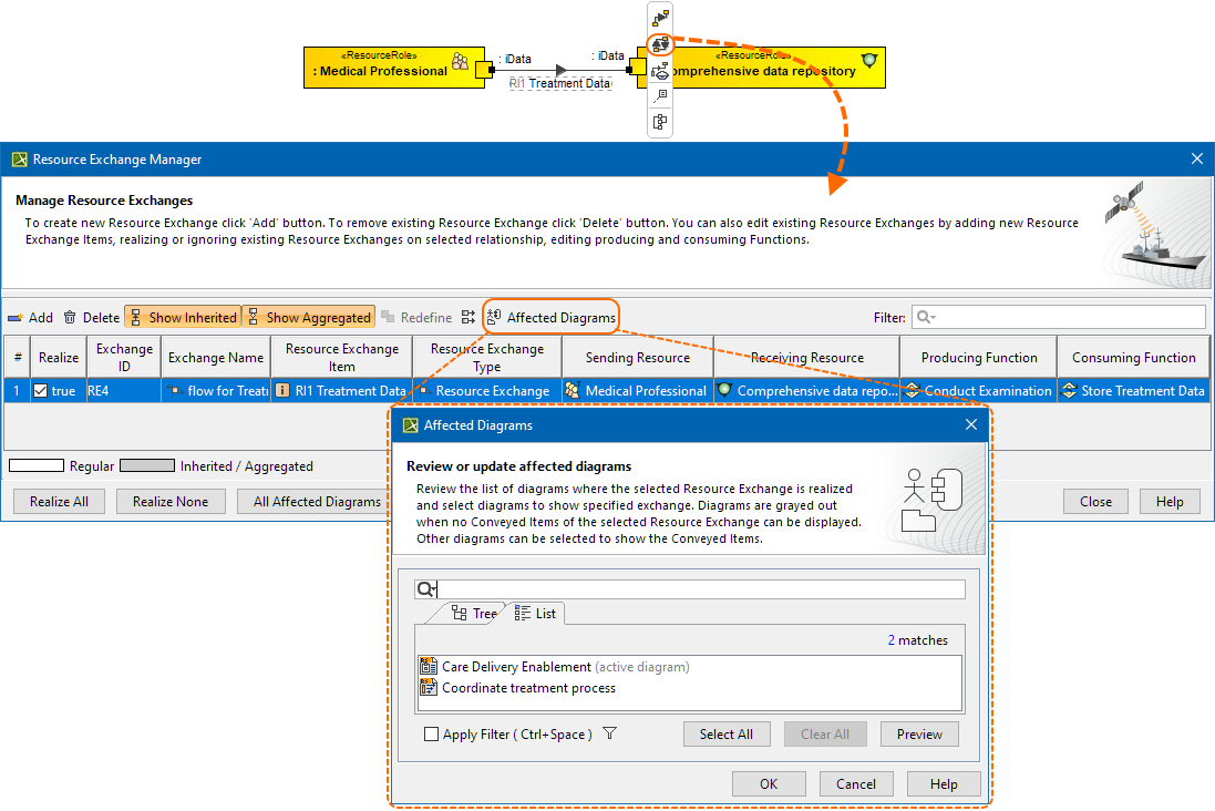 Resource Exchange Manager dialog