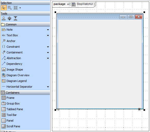 Frame Created on the User Interface Modeling Diagram