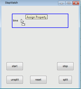 Dragging the Time Property to the Label