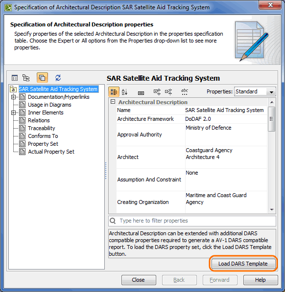  Loading DARS template