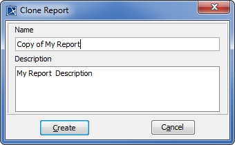 Clone Report Dialog