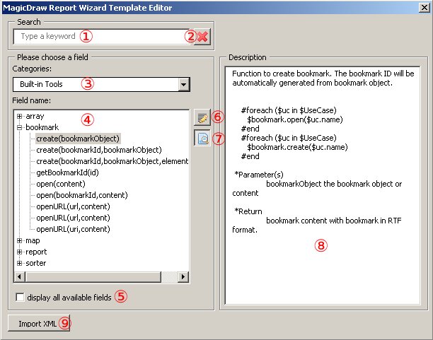 Report Wizard Template Editor Dialog