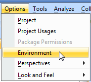 Environment Options Menu