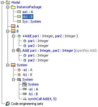 Creating Instance Specifications aa1 and bb1 of the Classifiers A and B Respectively