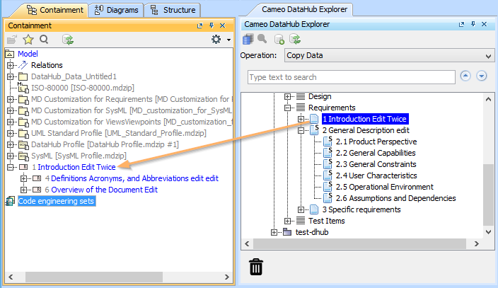 Drag and drop nodes to copy data