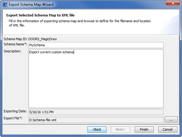 Exporting a Schema Map to local file in xml format