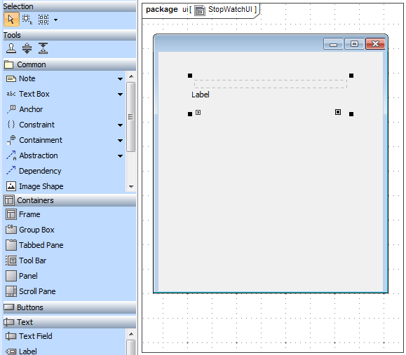 Label Created on the User Interface Modeling Diagram