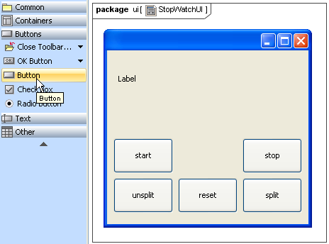 Buttons Created on the User Interface Modeling Diagram