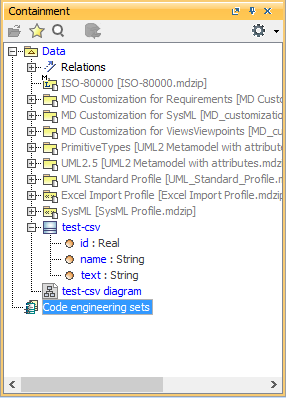 Result of importing table headers from Excel file