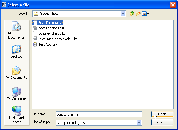 Selecting an Excel or CSV File