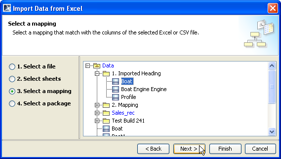 Selecting a Schema Class forthe Instance Specifications