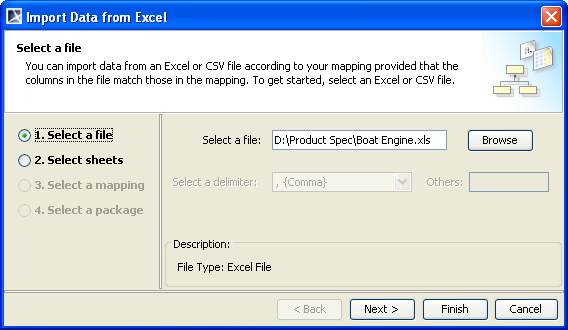 Importing Instance Specifications of the Selected Schema Class