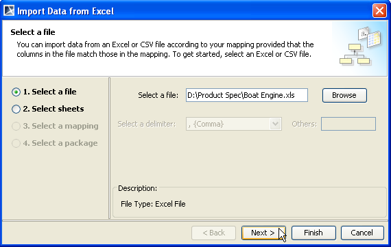 Importing Data through the Context Menu