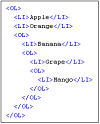 Sample of Nested OL Tags