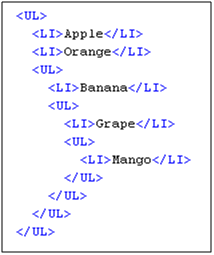 Sample of Nested UL Tags