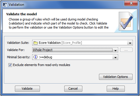 Validation dialog