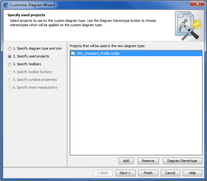 Customize Diagram Wizard - Step 2