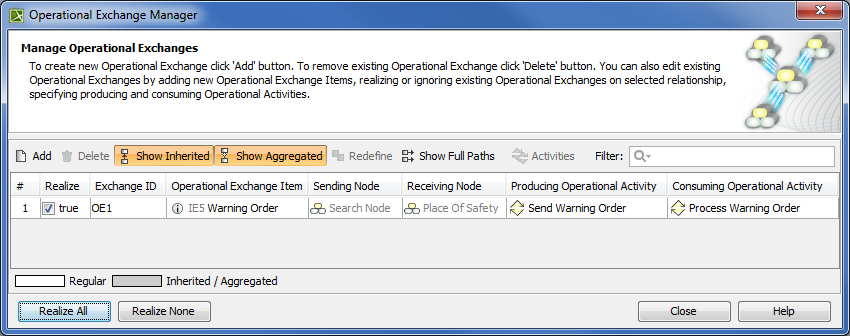 UPDM 2 Plugin 19.0 LTR SP2 > Operational Exchange Manager dialog > operational_exchange_manager.png (Operational Exchange Manager dialog) Operational Exchange Manager dialog