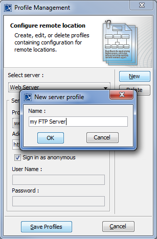 New Server Profile Dialog