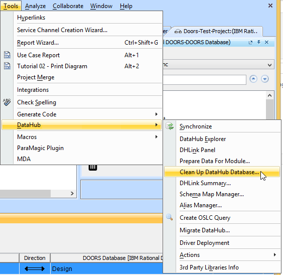 Clean Up DataHub Database menu item