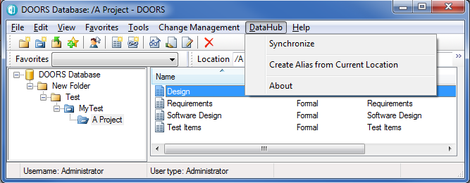 DOORS DataHub Menu