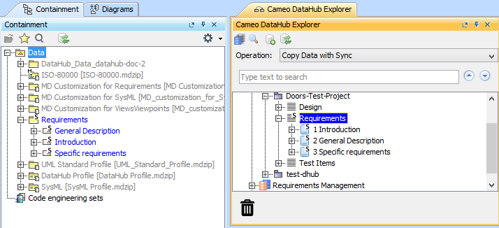 Result of copying SysML requirement with DHLink