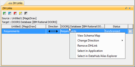 Removing DHLink in the Cameo DataHub DHLink Panel