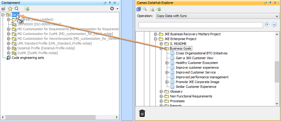 Dragging a source node to a target