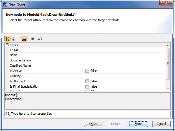 New Node wizard interface - step two - mapping node attributes