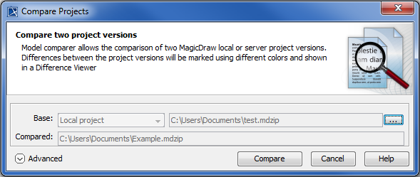 Compare Projects dialog