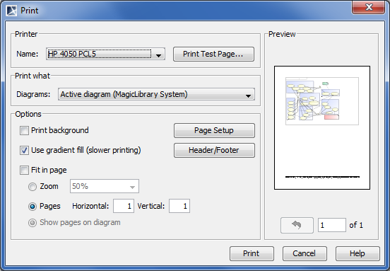 Print dialog